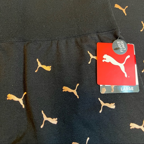 Puma Womens Black High Waist Fleece Lined Logo Print Seamless Legging - Picture 2 of 7